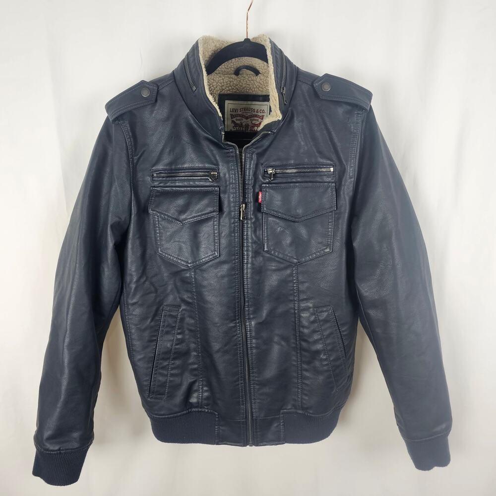 Levi Strauss & Co Sherpa Lined Faux Leather Bomber Jacket Mens S